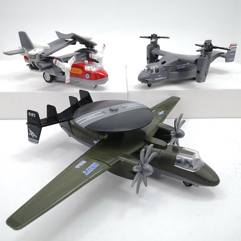 合金飞机模型玩具儿童声光仿真战斗机男女孩鱼鹰运输机金属直升机