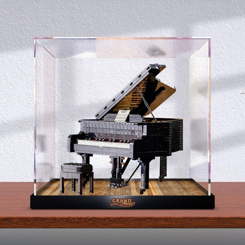 亚克力展示盒金属底座适用乐高21323 大钢琴积木模型防尘罩收纳盒
