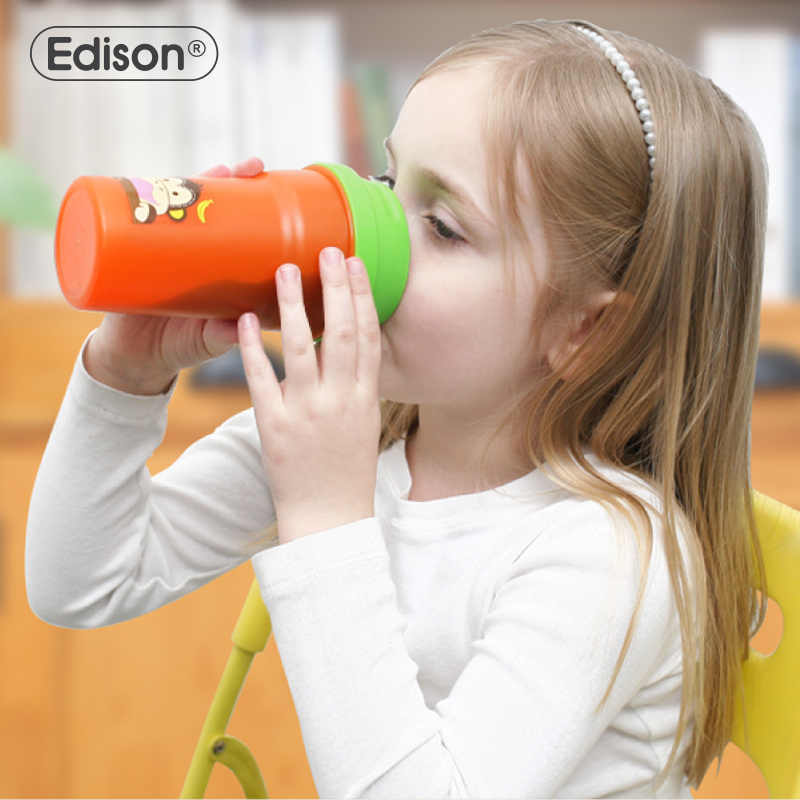 韩国Edison爱迪生儿童学饮杯宝宝喝奶直饮防呛防漏防摔带刻度水杯