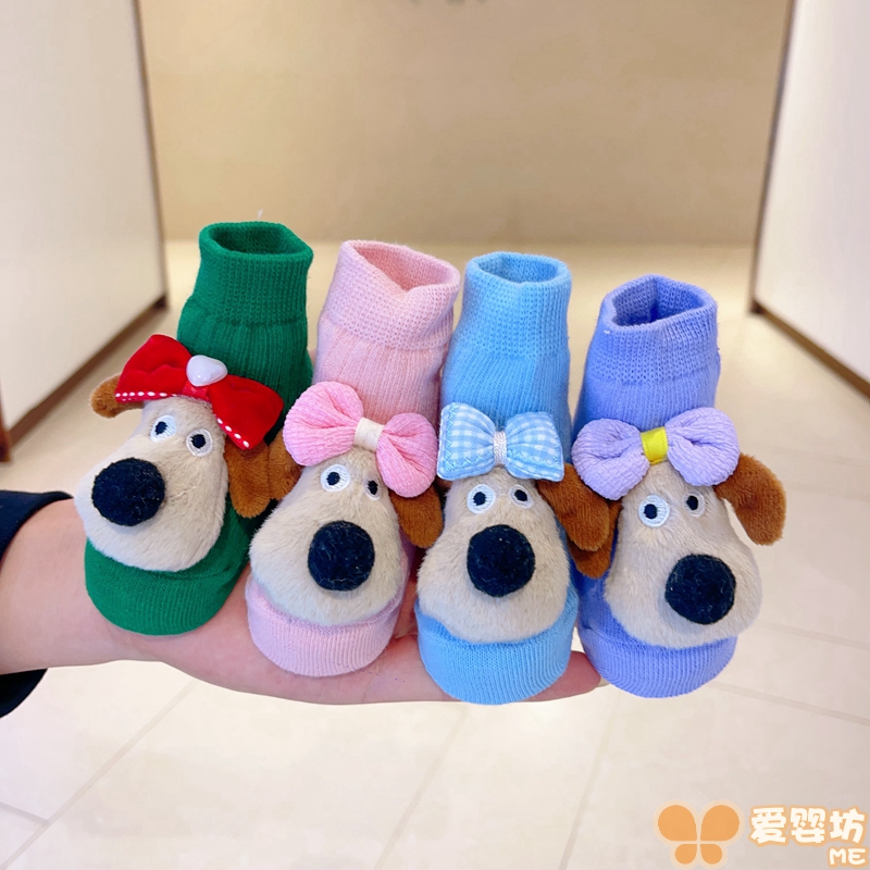 韩国同款掌门狗立体公仔婴儿童袜子可爱宝宝中筒袜纯棉春夏防滑袜