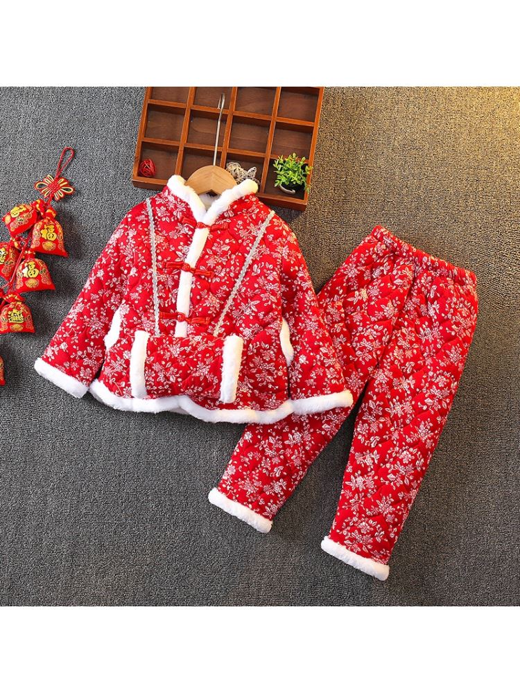 小两件套中国风冬季冬季 棉袄棉衣洋气新款儿童加厚款5岁