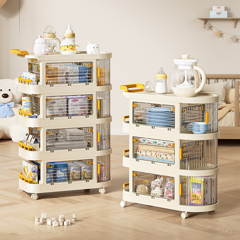 婴儿用品置物架宝宝喂养台收纳柜多层小推车可移动储物奶瓶收纳架