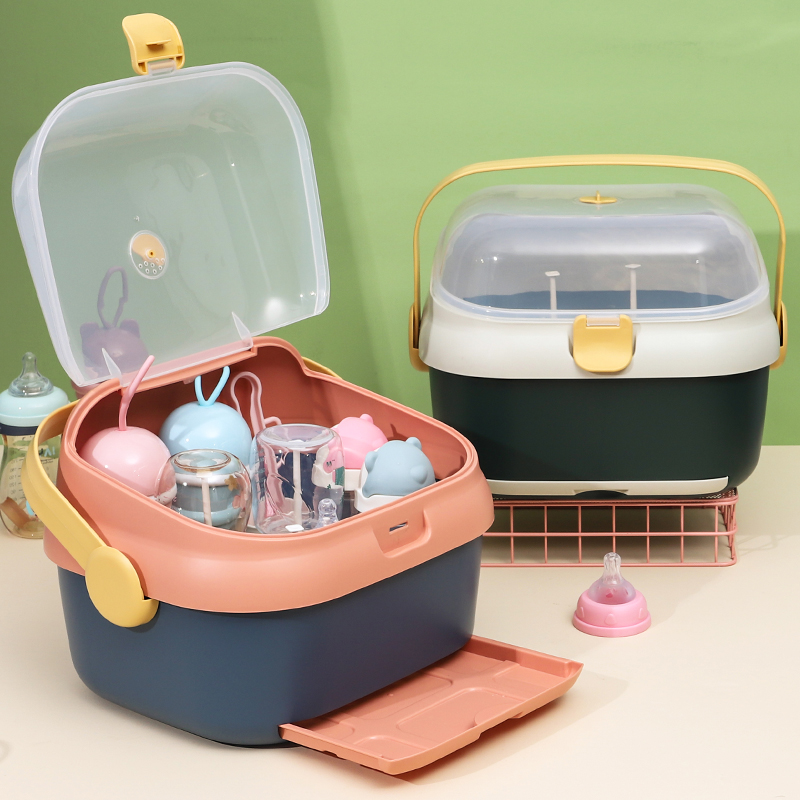 宝宝奶瓶收纳箱收纳盒沥水架婴儿餐具放碗筷辅食工具置物架柜