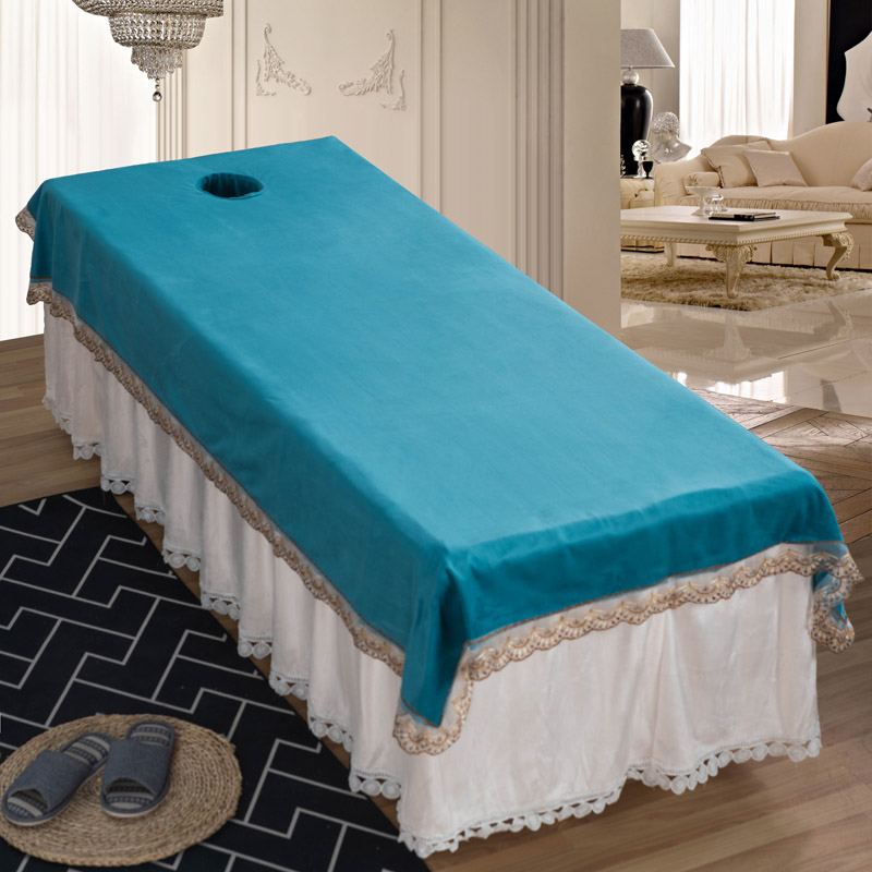 水晶绒美容院专用床单理疗推拿按摩养生足疗美容床单带洞纯色保暖