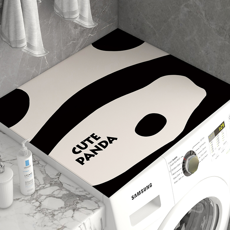 潮牌熊猫滚筒洗衣机盖垫吸水防晒冰箱防尘罩垫免洗耐脏床头柜盖布