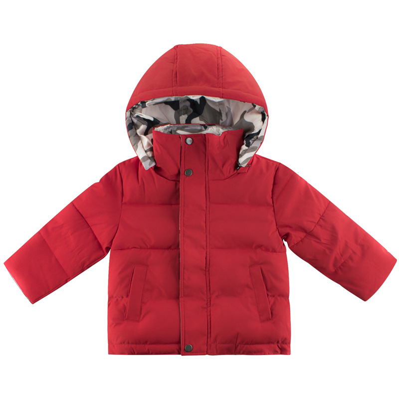 27kids儿童棉服冬季连帽外套红色保暖两面穿棉袄男童防风棉衣冬款
