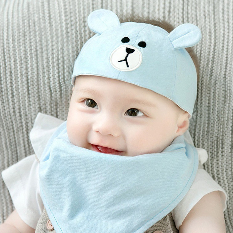 男宝宝囟门帽夏季婴儿护卤门发带薄款03-6个月新生婴幼儿纯棉胎帽