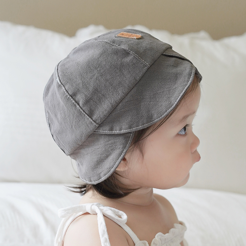 韩国进口婴儿帽子夏季薄款遮阳帽纯棉儿童防晒男女宝宝可爱花边帽