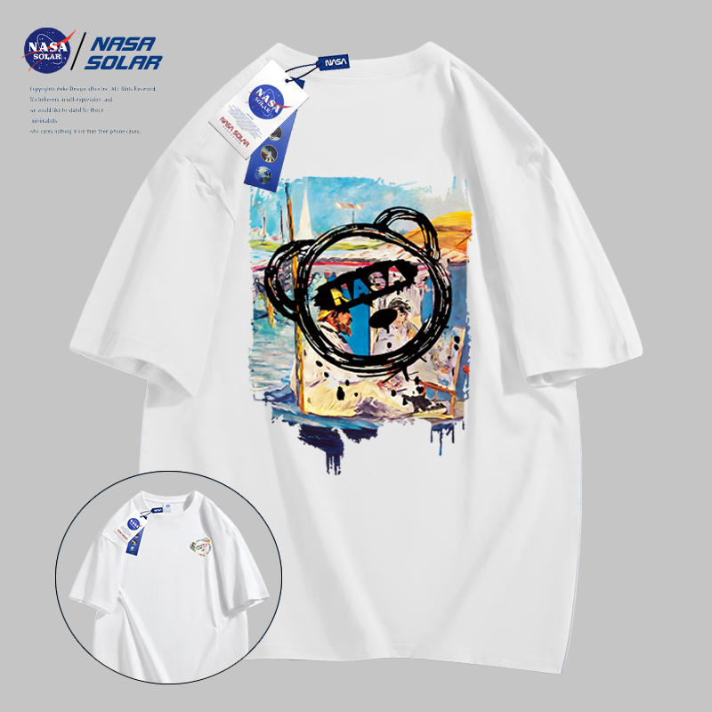 NASA联名款2023新款印花男女同款短袖情侣T恤高克重纯棉潮牌03