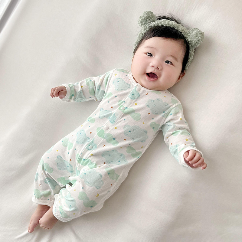 婴儿连体衣纯棉夏季薄款宝宝长袖空调服睡衣新生婴儿儿衣服夏装