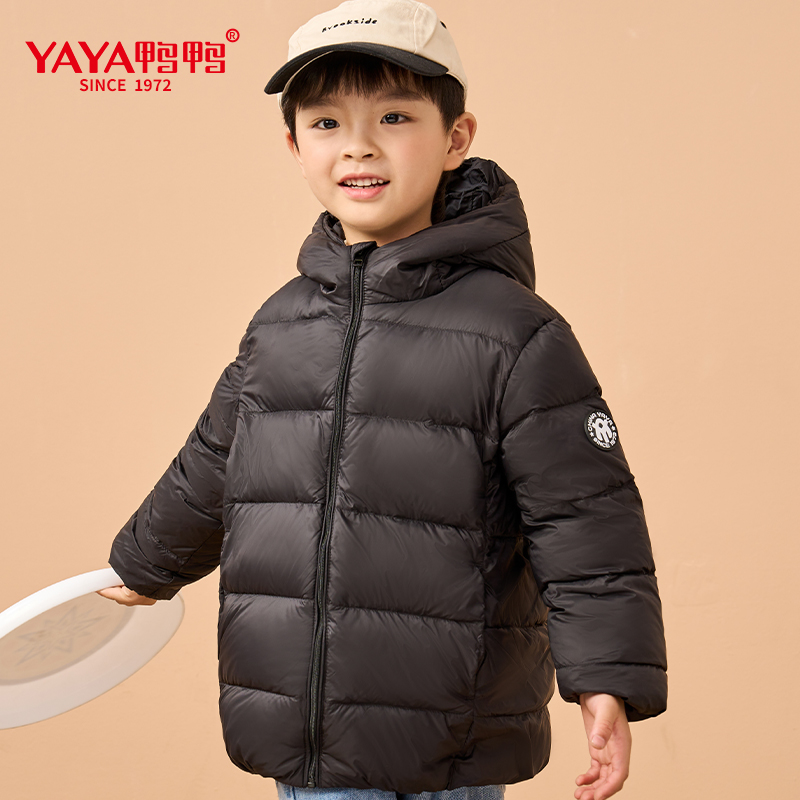 【CC家居控】鸭鸭羽绒服男女童装秋冬季短款纯色连帽儿童面包服
