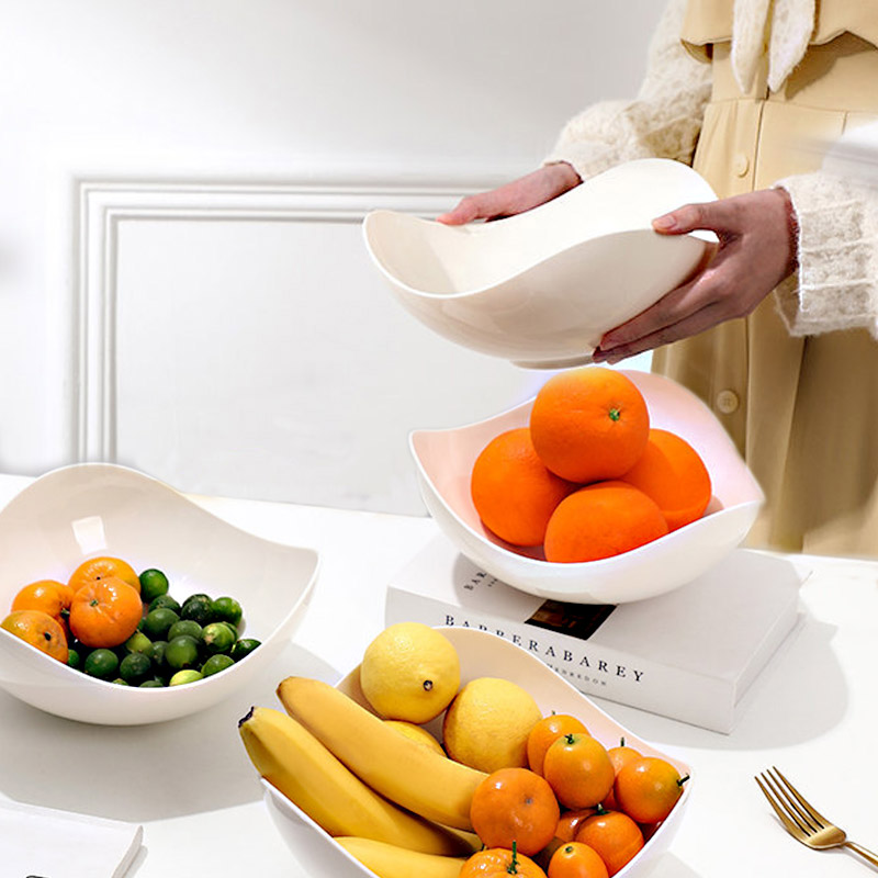 纯白塑料水果盘客厅创意家用装水果的果盘大号水果沙水果篮摆放盘
