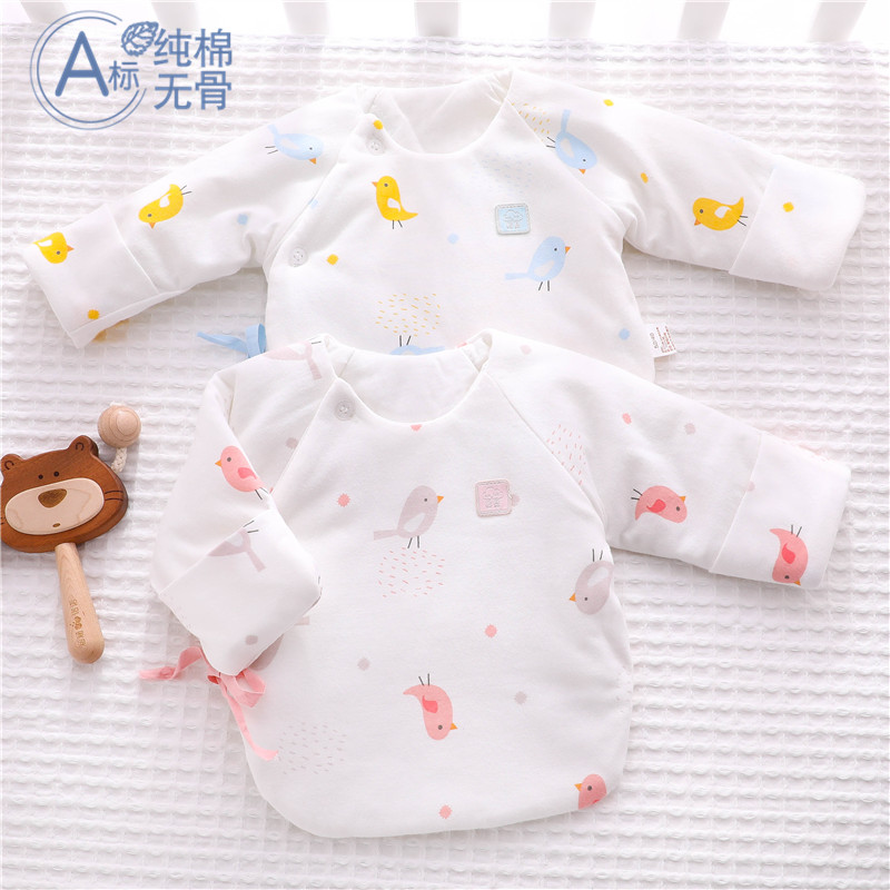 新生儿半背衣0-3个月宝宝和尚服夹棉加厚初生婴儿衣服秋冬季保暖