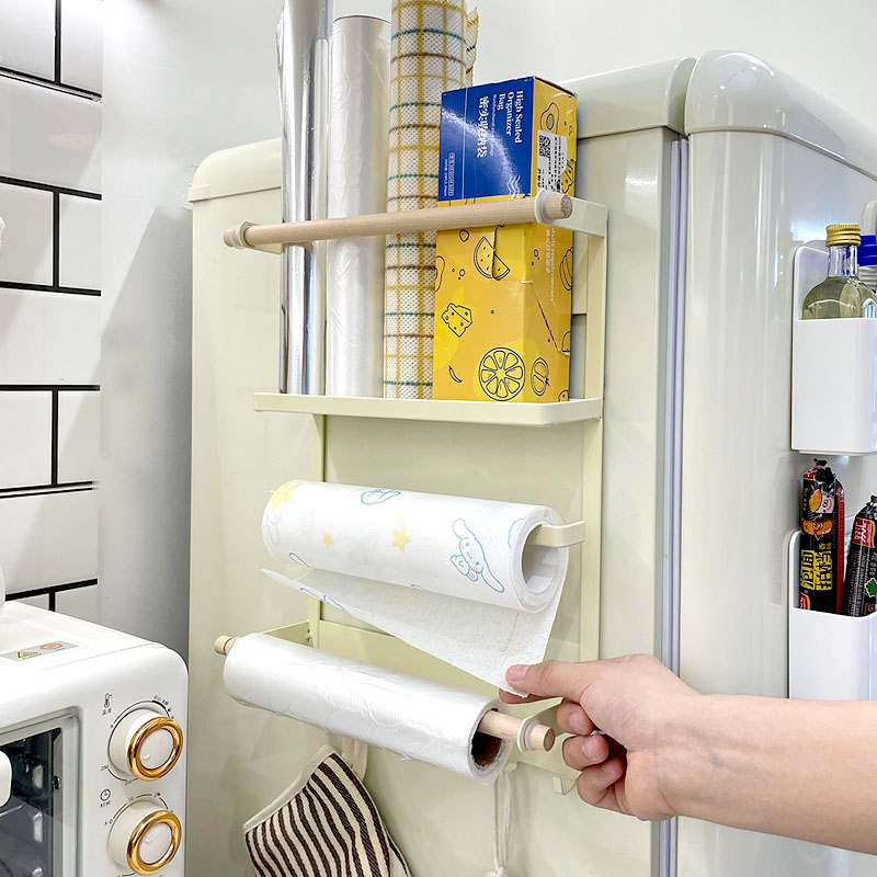 磁吸冰箱置物架侧收纳厨房珐琅板纸巾保鲜膜免打孔侧面磁铁收纳架