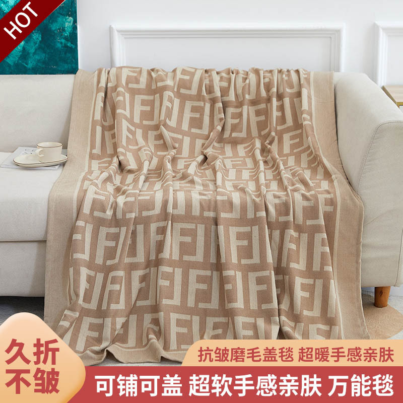 A类母婴级F头等舱航空毛毯飞机毯盖毯字母沙发毯梭织提花毯广告毯