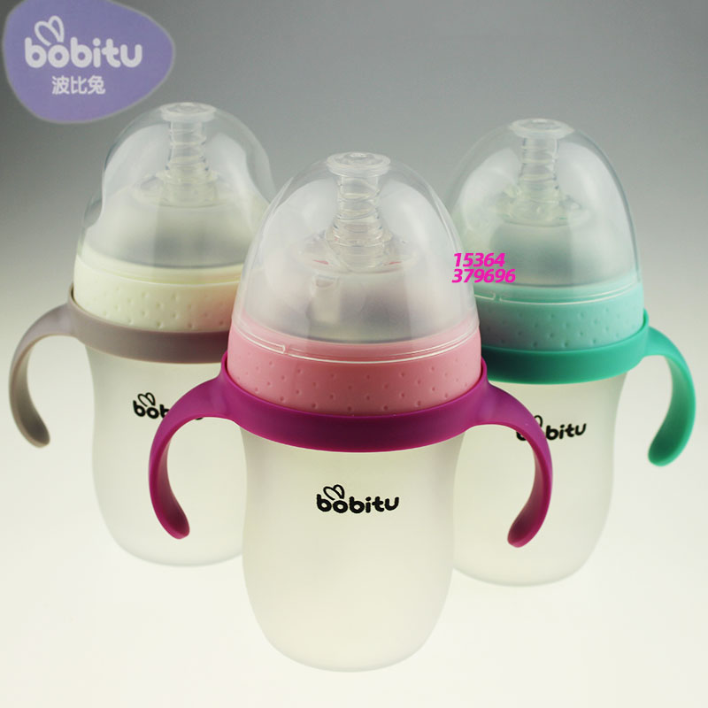 波比兔广口径硅胶奶瓶容量240ML赠送三只原装奶嘴耐高温宝宝奶瓶