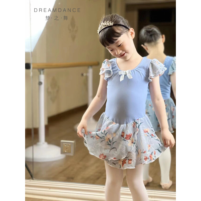 金牌卖家梦之舞夏季幼儿公主袖芭蕾雪纺裙舞蹈儿童裙练习裙