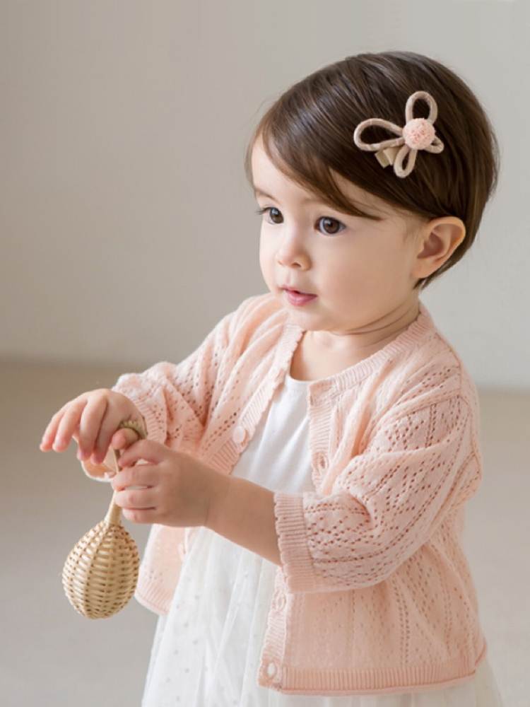 儿童针织开衫纯棉春装外搭薄款女童女宝宝婴儿外套春秋装毛衣上衣