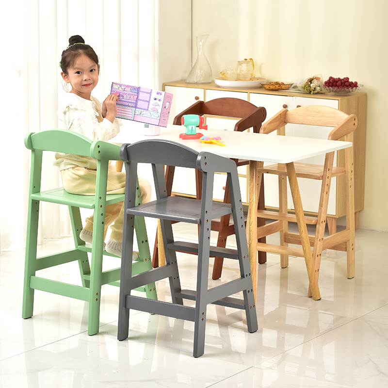 2024新款儿童餐椅宝宝吃饭座椅家用实木餐桌椅可升降高脚凳成长椅