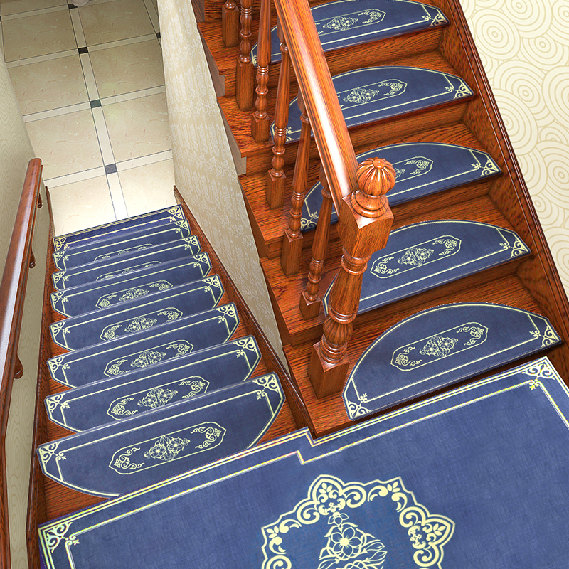 中式楼梯垫子踏步垫家用免胶自粘防滑贴转角满铺实木可定制地毯