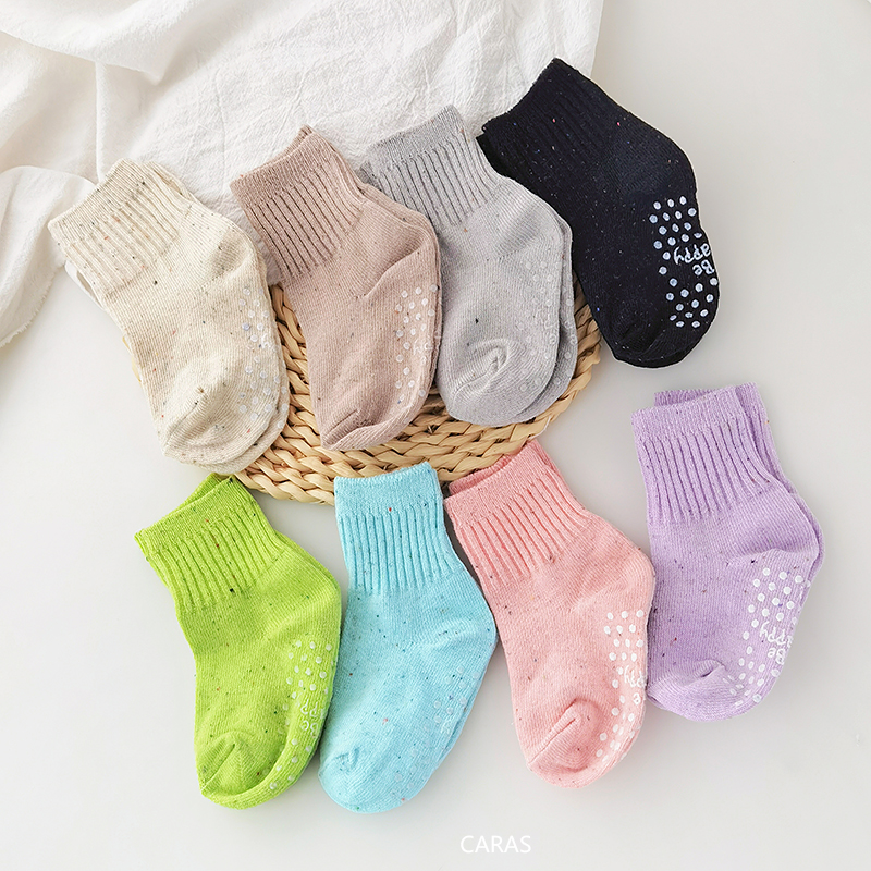 caras宝宝防滑袜子纯棉韩国进口婴儿新生儿学步儿童彩色ins地板袜