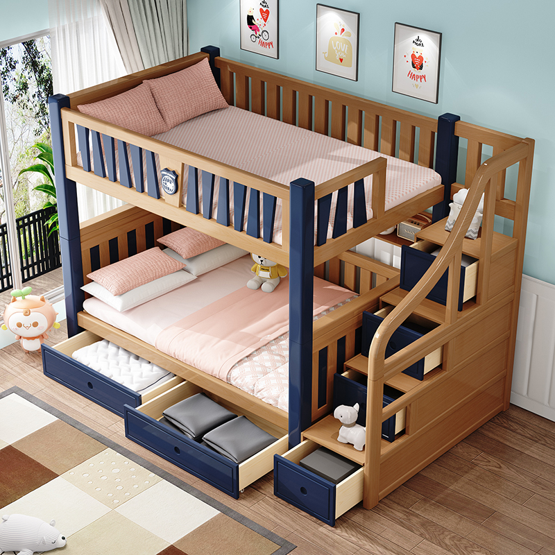 分儿童上下铺上下床子母床平双层床拆全实木行实木高低床可简约