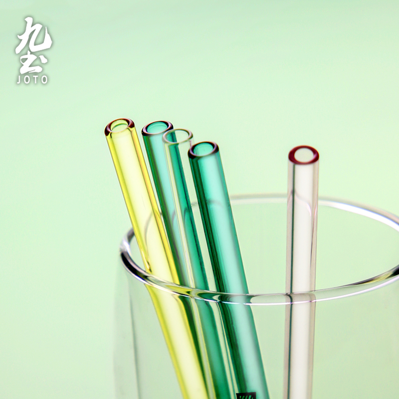彩色玻璃吸管ins耐热玻璃弯吸管家用时尚透明果汁牛奶杯管搅拌棒