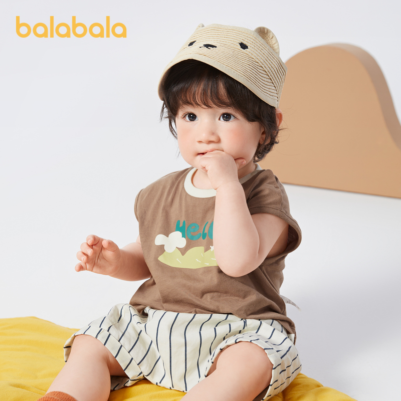 巴拉巴拉婴儿背心马甲男童女童薄款外穿2024夏季新款时髦洋气纯棉