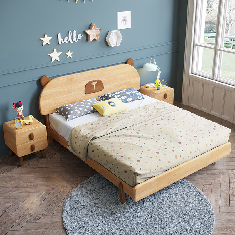 儿童实木床 北欧风儿童实木床 1.5米1.2米实木单人儿童床