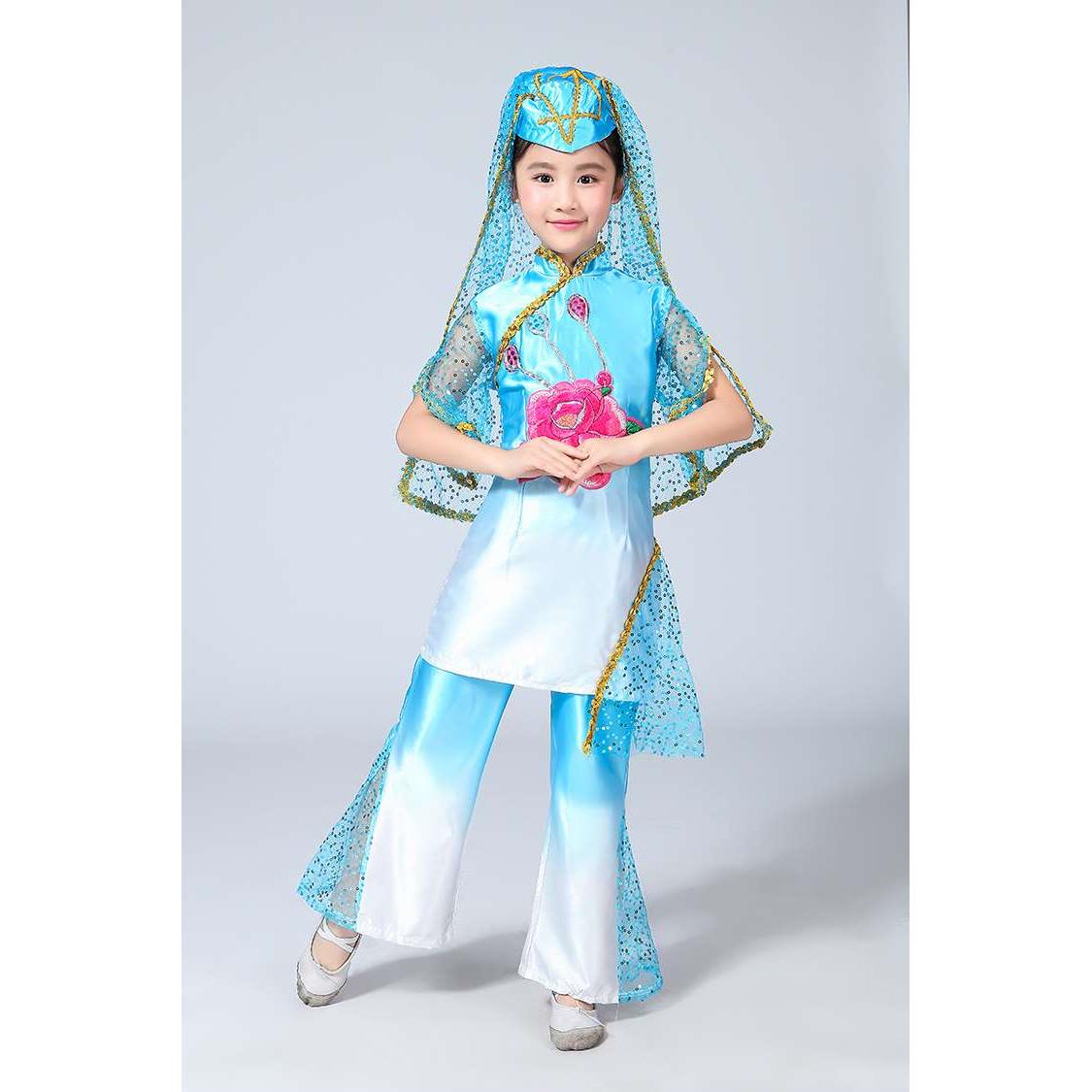 正品儿童回族演出服新疆舞少儿女童少维族数民族维吾尔族舞蹈表演