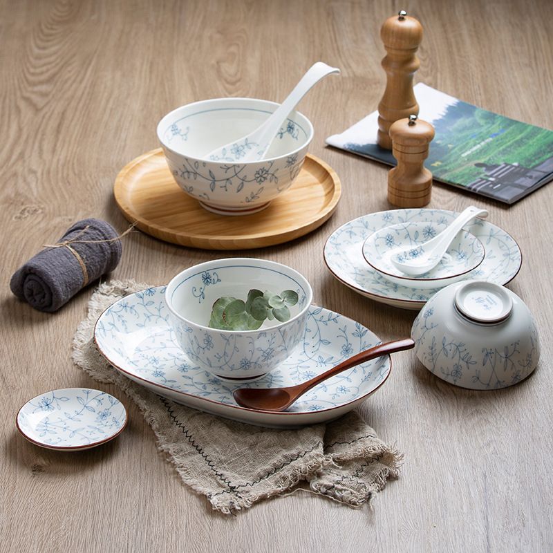 和彩陶瓷碗家用釉下彩景德镇北欧日式餐具饭碗面碗汤碗碗碟套装