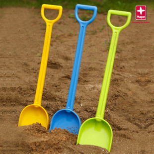 环保Hape儿童益智戏水玩具挖沙工具 强力沙滩超长铲子40/55cm蓝红