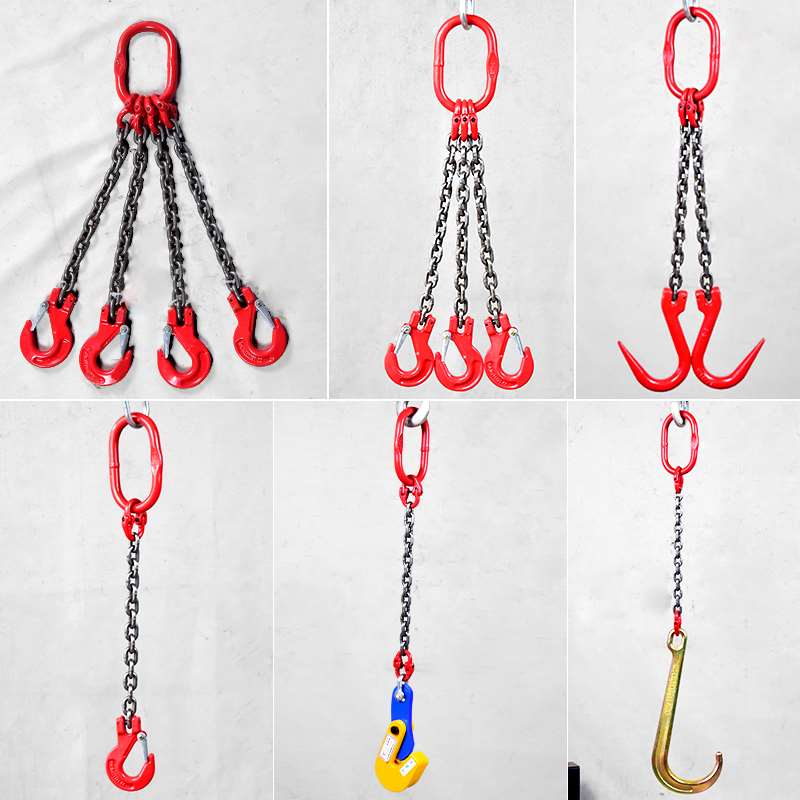 G80猛钢起重链条吊索具吊环钢板模具吊具双根链条吊钩行车吊索具T