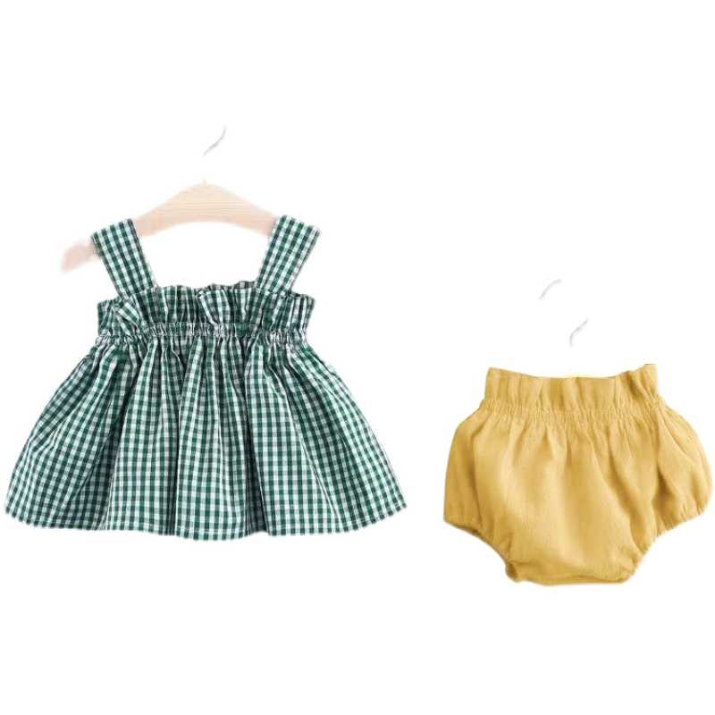 急速发货0-1-2周岁半女宝宝夏装婴儿裙子夏季纯棉套装5个月女童吊