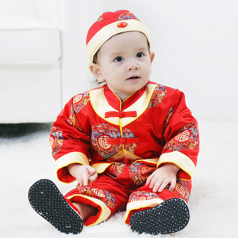 中国风中式婴儿棉衣套装儿童拜年服男童礼服宝宝唐装新年衣服冬季