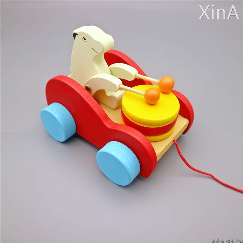 木制宝宝拖拉车动物造型婴幼儿童拉线拉绳12-3岁一岁可爱学步玩具