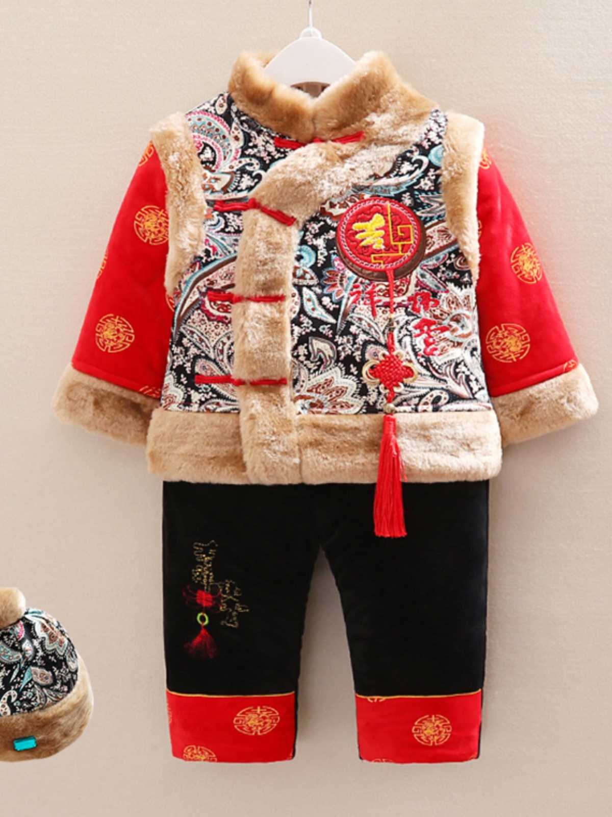 男童冬装婴儿冬季拜年服男宝宝唐装0一1-2-3周岁礼服新年儿童套装