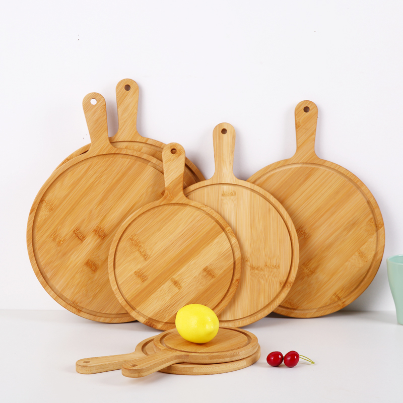竹木纯色披萨托盘日式无漆磨砂菜板适合儿童辅食餐具实木砧板英寸