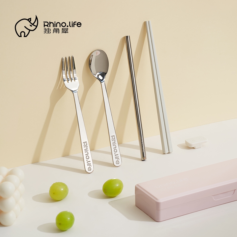 独角犀不锈钢便携餐具筷子勺子套装上班族儿童一人用食筷子盒单人