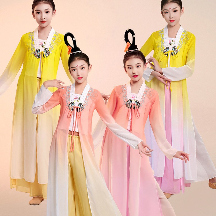 新款儿童古典舞演出服女童湘云飞舞蹈服飘逸中国舞民族风表演服装