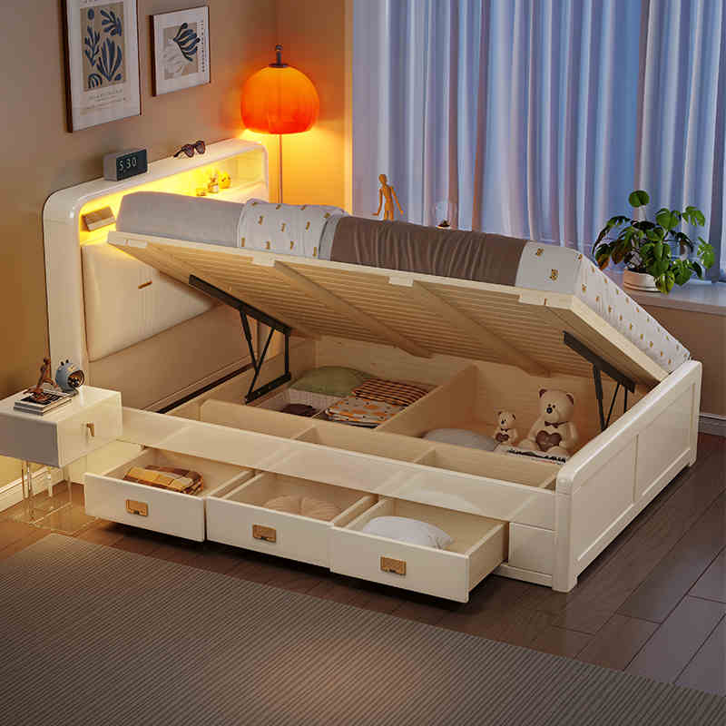 实木儿童床北欧现代简约1.2米侧开储物床1.5米单人床男孩女孩小床