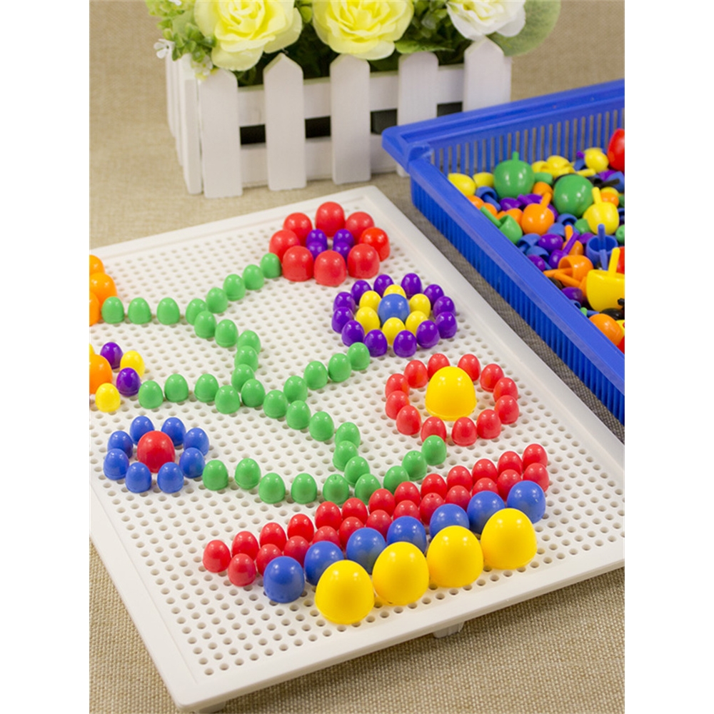 蘑菇钉组合拼插板 儿童益智拼图玩具3-7周岁宝宝智力男孩女孩积木