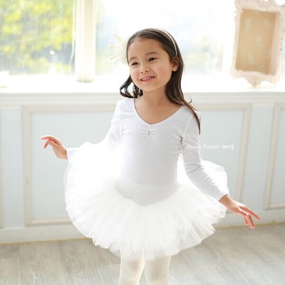 韩国进口正品儿童舞蹈演出练功服女孩宝宝跳舞裙子长袖芭蕾蓬蓬裙