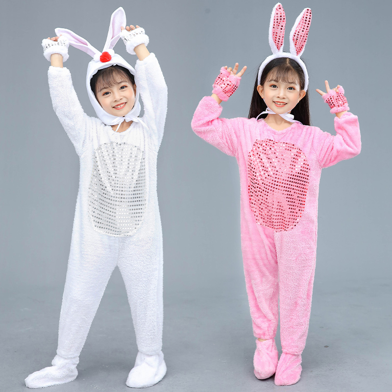 新款小兔子演出服儿童卡通动物小白兔表演服幼儿舞蹈纱裙舞台服装