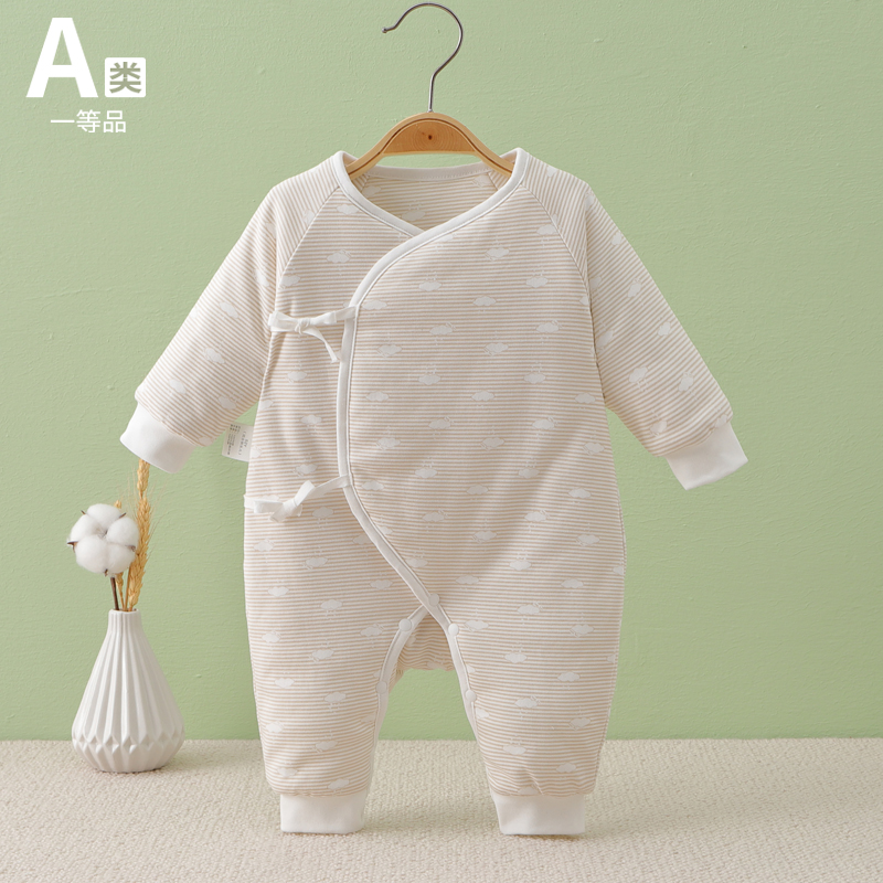 新生婴儿儿衣服秋冬加厚连体衣婴幼儿保暖哈衣初生宝宝夹棉和尚服