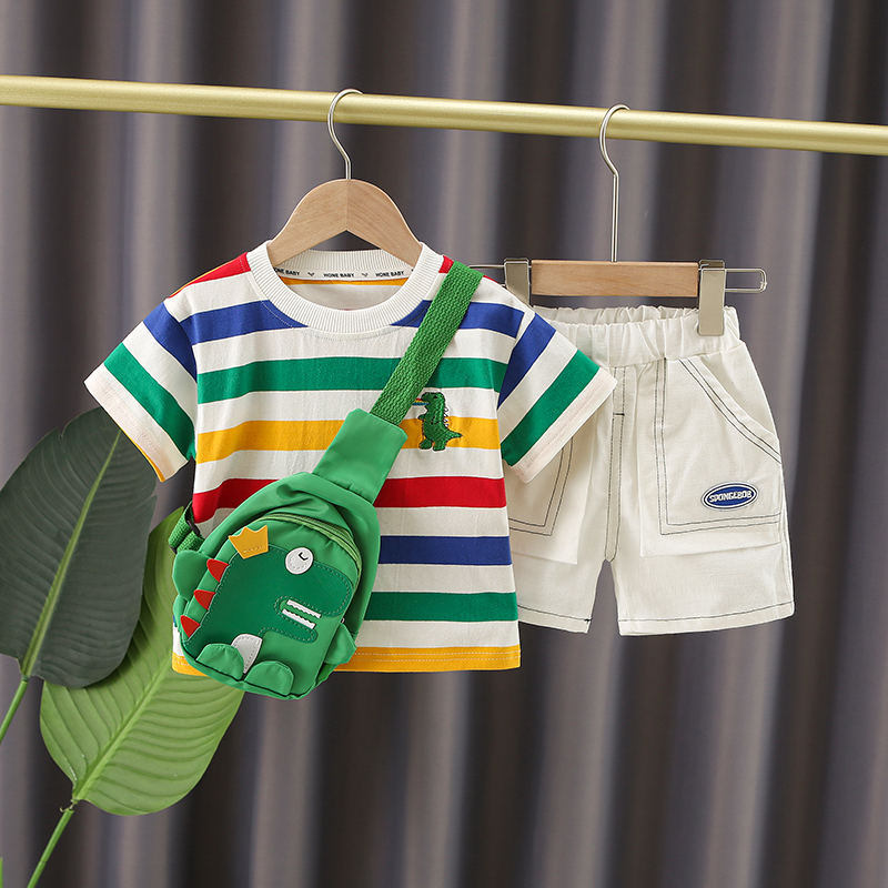 婴幼儿夏季套装男童短袖休闲两件套七八九十个月小宝宝分体外出服