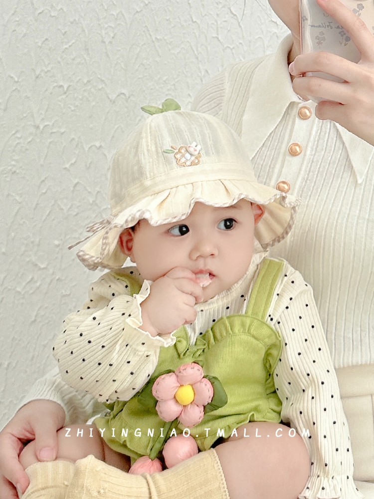 婴儿帽子夏季薄款新生儿遮阳帽0一6月宝宝防晒帽小月龄3太阳帽男