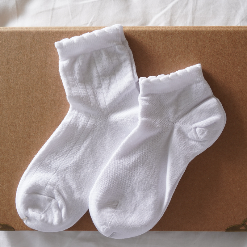 急速发货夏季儿童公主袜透气无骨白色100%纯棉女童袜子学生白袜薄