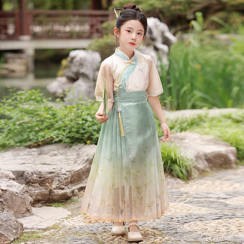 六一儿童中国风合唱演出服马面裙女童新中式汉服古风套装女孩夏季