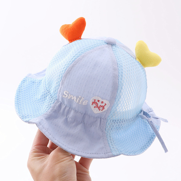 婴儿帽子夏季薄款宝宝女可爱防晒遮阳渔夫帽网纱婴幼儿太阳帽盆帽